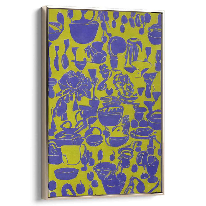 Everyday Objects: Bold Yellow and Blue Minimalist Canvas Art