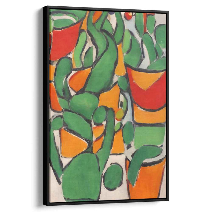 Dancing Flames in Spring Meadow: Vibrant Green and Fiery Orange Canvas Art Print