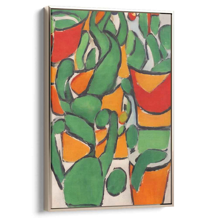Dancing Flames in Spring Meadow: Vibrant Green and Fiery Orange Canvas Art Print