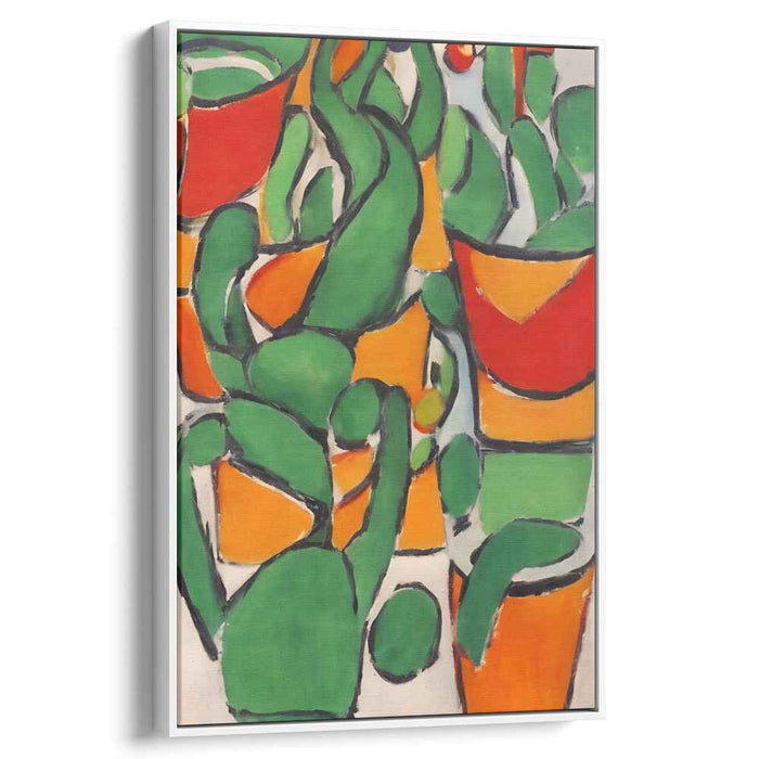 Dancing Flames in Spring Meadow: Vibrant Green and Fiery Orange Canvas Art Print