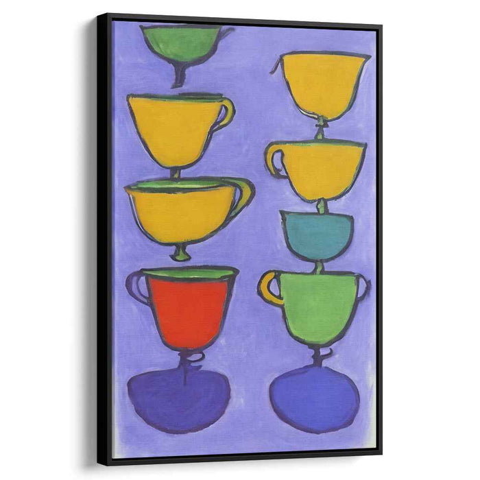 Whimsical Teacups: Vibrant Stacked Abstract Canvas Art Print