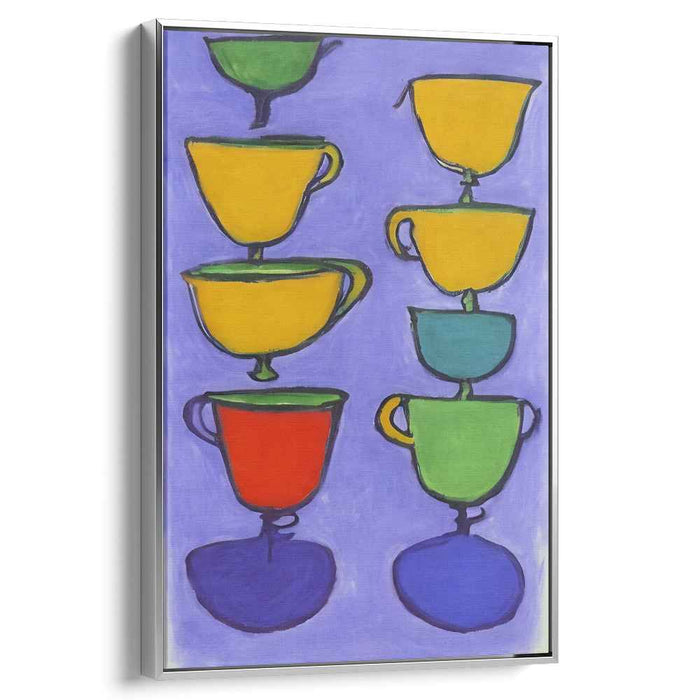Whimsical Teacups: Vibrant Stacked Abstract Canvas Art Print
