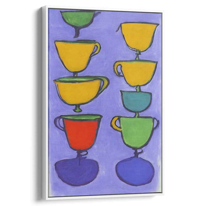 Whimsical Teacups: Vibrant Stacked Abstract Canvas Art Print