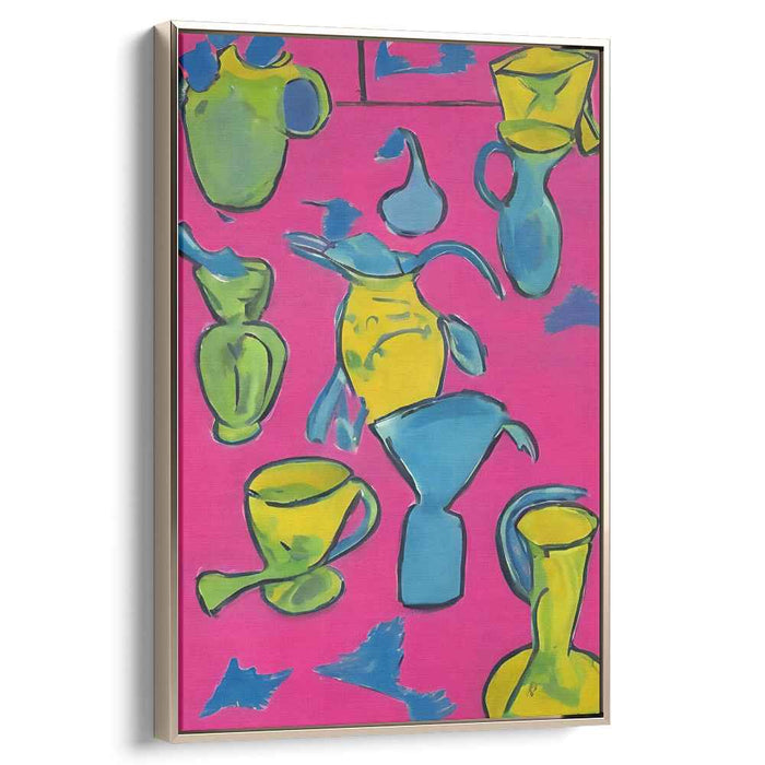 Playful Vessels: Bold Pop Art Still Life Canvas