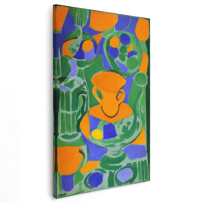 Chromatic Fusion: Abstract Canvas: Abstract Vibrant Green and Orange Canvas Art