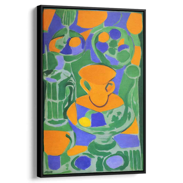 Chromatic Fusion: Abstract Canvas: Abstract Vibrant Green and Orange Canvas Art