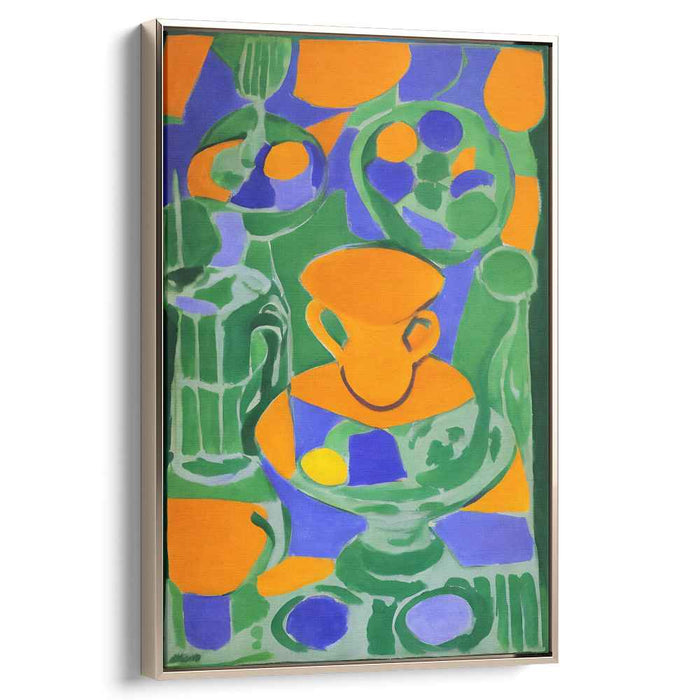 Chromatic Fusion: Abstract Canvas: Abstract Vibrant Green and Orange Canvas Art