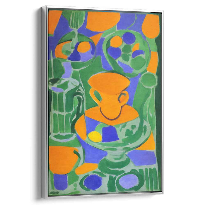 Chromatic Fusion: Abstract Canvas: Abstract Vibrant Green and Orange Canvas Art