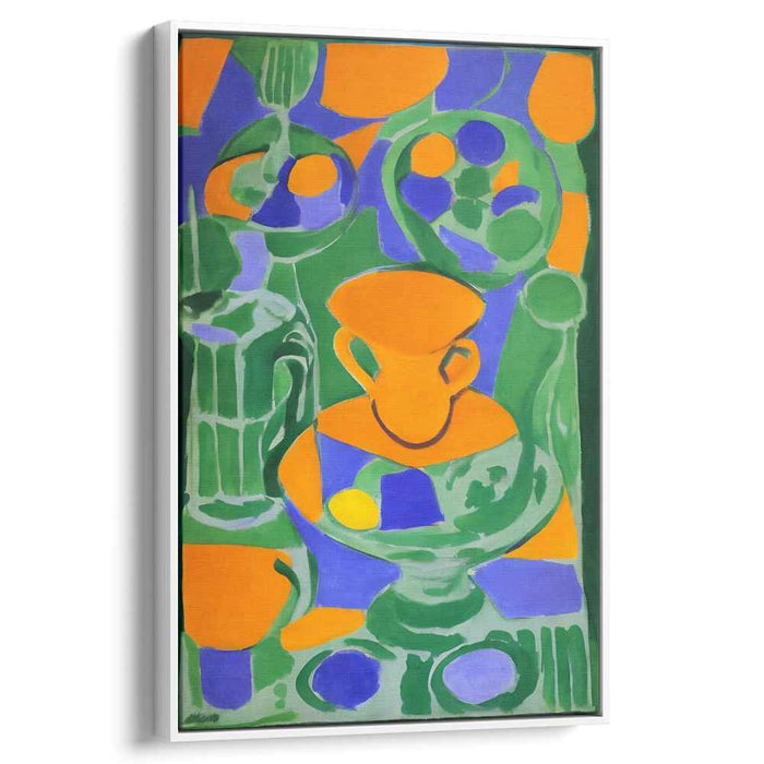 Chromatic Fusion: Abstract Canvas: Abstract Vibrant Green and Orange Canvas Art