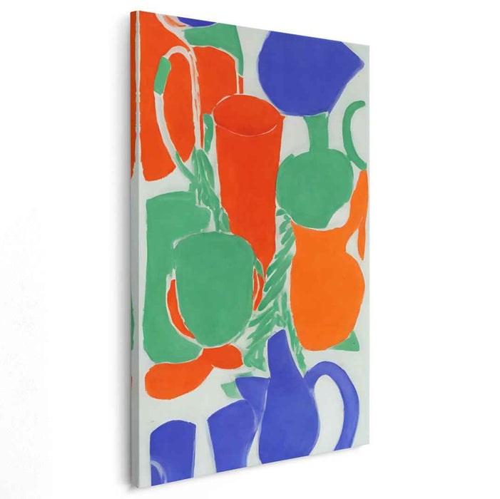 Vivid Vessels Bursting with Color: Abstract Colorful Pitchers and Jugs Canvas Art Print