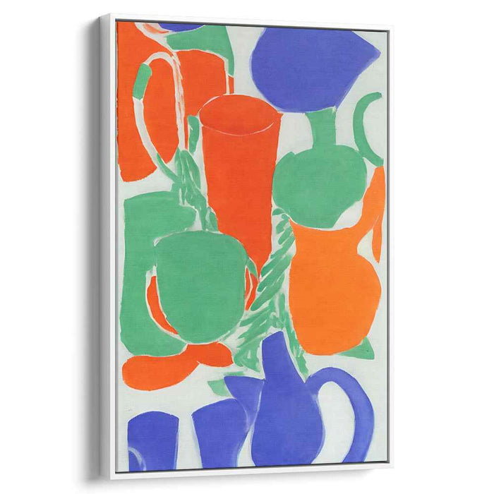 Vivid Vessels Bursting with Color: Abstract Colorful Pitchers and Jugs Canvas Art Print