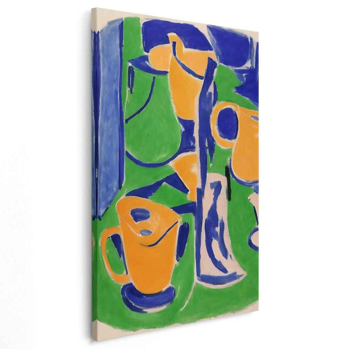 Liquid Echoes in Color: Abstract Modern Jugs and Cups Canvas Art Print