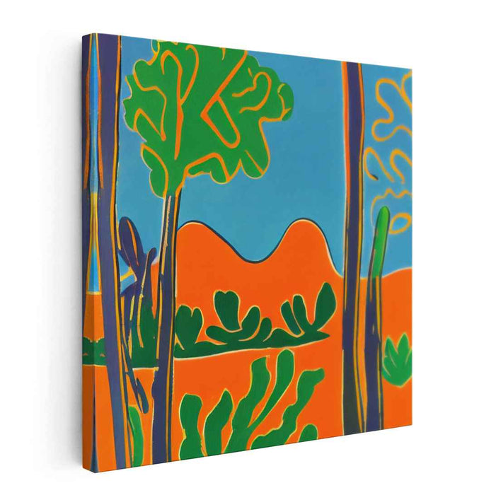 Cubist Horizon Reverie: Modernist Inspired Colorful Landscape Canvas Art