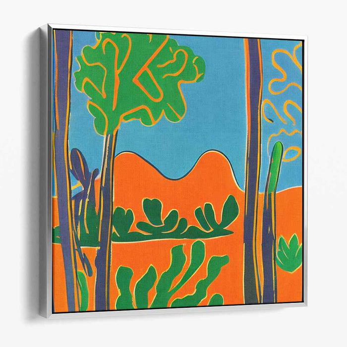 Cubist Horizon Reverie: Modernist Inspired Colorful Landscape Canvas Art