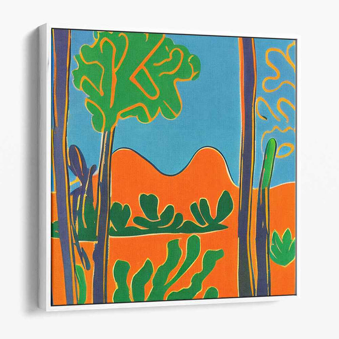 Cubist Horizon Reverie: Modernist Inspired Colorful Landscape Canvas Art