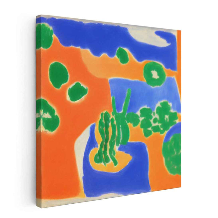 Azure and Tangerine Dreamscape: Vibrant Abstract Nature Canvas Art