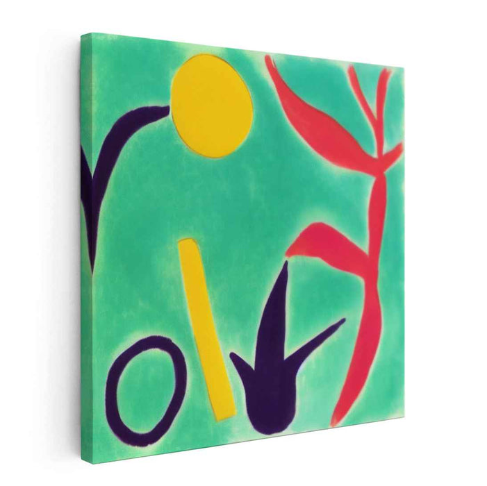 Minted Abstractions: Abstract Expressionist Shapes on Mint Green Canvas