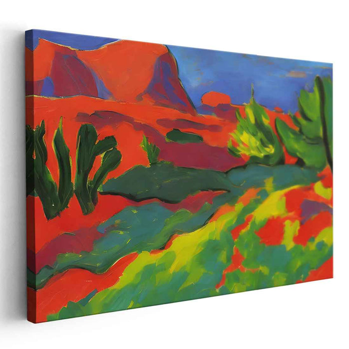 Vivid Desert Dream: Fauvist Landscape Canvas Art Print