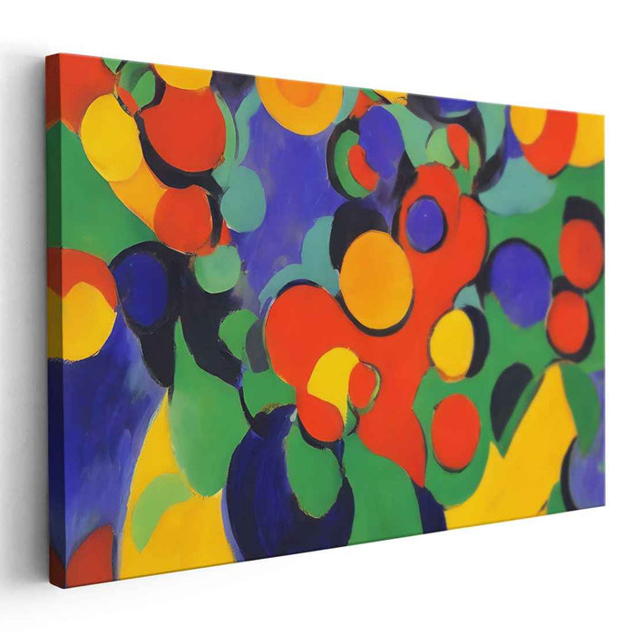 Circular Abstraction: Abstract Expressionist Colorful Circle Canvas Art Print