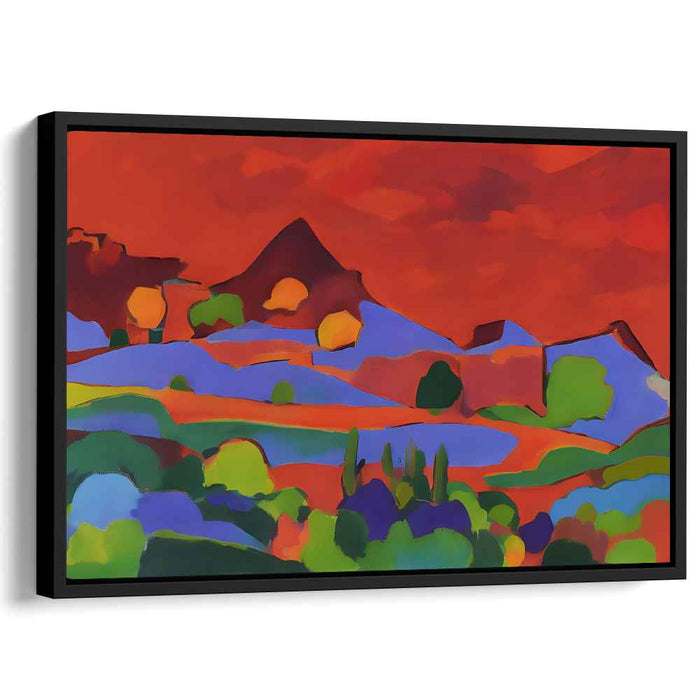 Fiery Dreamscape: Abstract Countryside Canvas Art