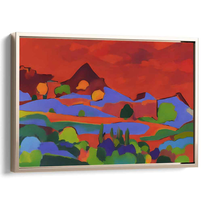 Fiery Dreamscape: Abstract Countryside Canvas Art