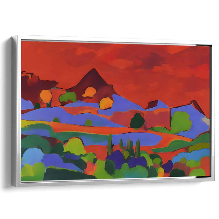 Fiery Dreamscape: Abstract Countryside Canvas Art