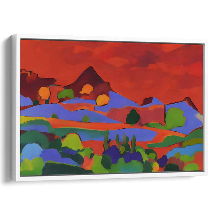 Fiery Dreamscape: Abstract Countryside Canvas Art