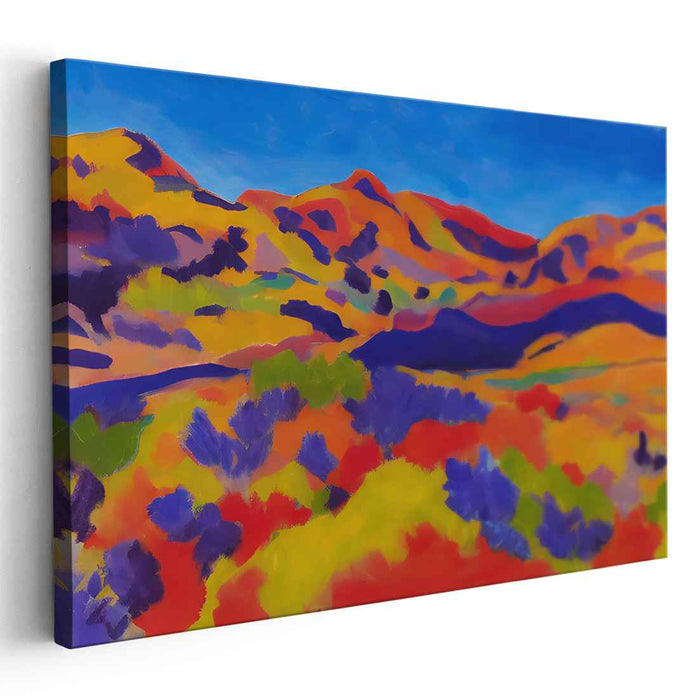 Vibrant Desert Hills: Colorful Fauvist Landscape Canvas Art Print