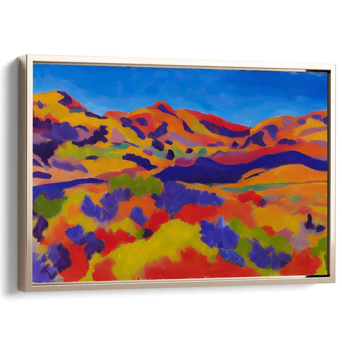 Vibrant Desert Hills: Colorful Fauvist Landscape Canvas Art Print