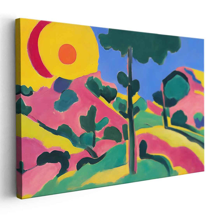 Avant-Garde Horizon: Colorful Modernist Landscape Canvas Art