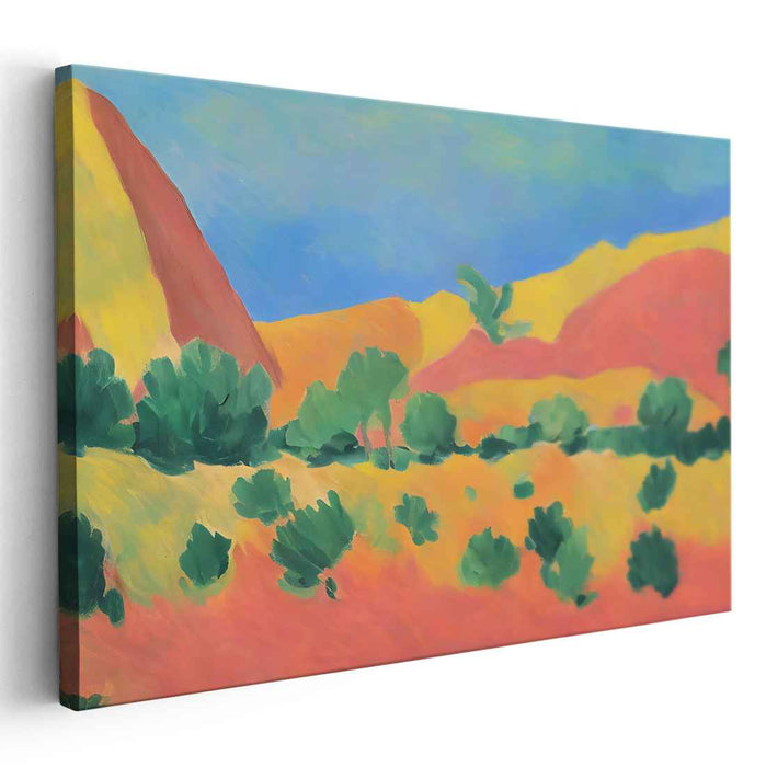 Chromatic Jungle Rhapsody: Vibrant Fauvist Landscape Canvas Art Print
