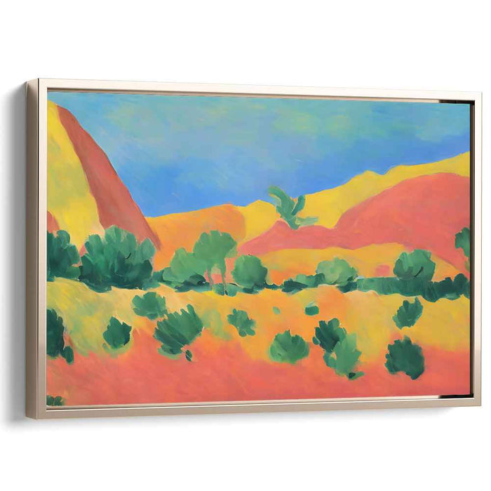 Chromatic Jungle Rhapsody: Vibrant Fauvist Landscape Canvas Art Print