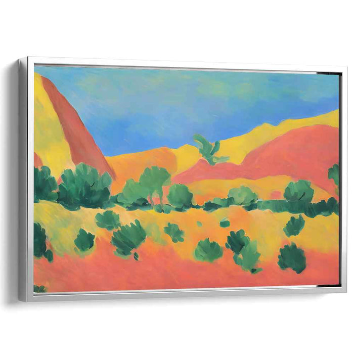 Chromatic Jungle Rhapsody: Vibrant Fauvist Landscape Canvas Art Print