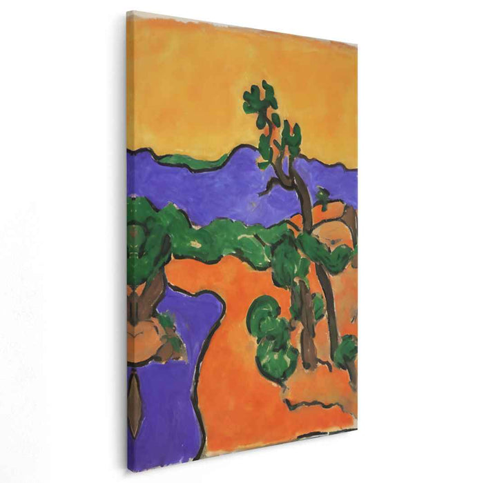 Tangerine Dream: Fauvist Landscape with Bold Colors Canvas Art Print