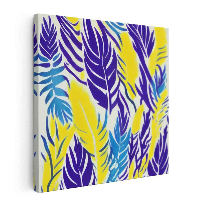 Vibrant Feather Dance: Abstract Expressionist Colorful Canvas Art Print