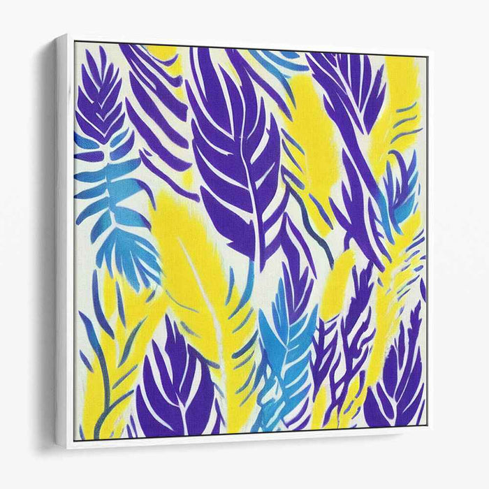 Vibrant Feather Dance: Abstract Expressionist Colorful Canvas Art Print