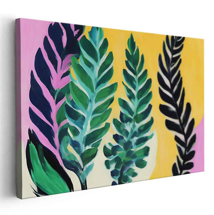 Emerald Veil Abstract: Abstract Green Leaves on Vibrant Canvas