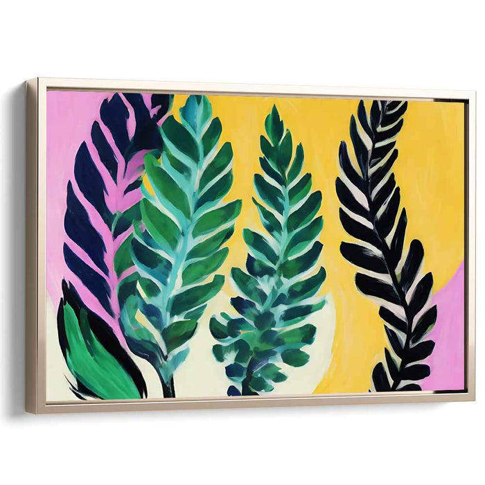 Emerald Veil Abstract: Abstract Green Leaves on Vibrant Canvas