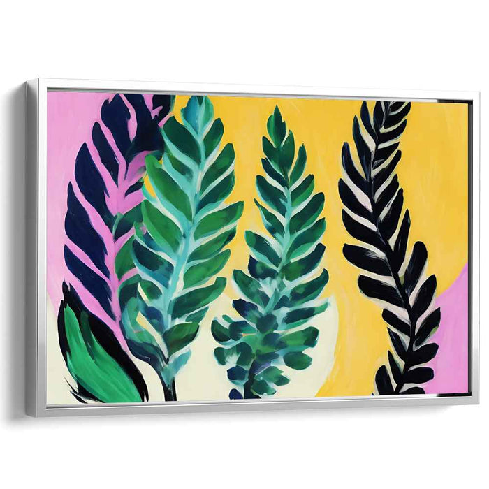 Emerald Veil Abstract: Abstract Green Leaves on Vibrant Canvas