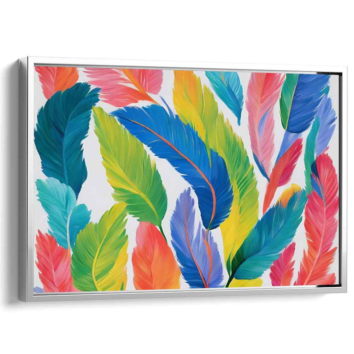 Chroma Plume: Contemporary Realism Colorful Feather Art Print