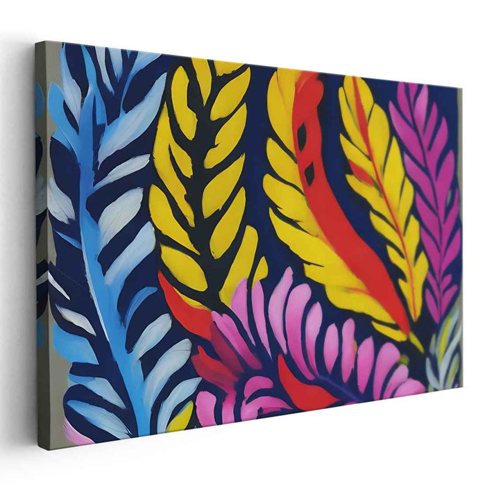 Chromatic Leaf Symphony: Vibrant Abstract Foliage Canvas Art