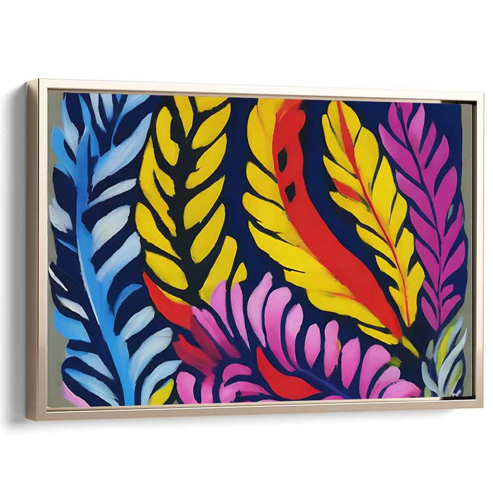 Chromatic Leaf Symphony: Vibrant Abstract Foliage Canvas Art