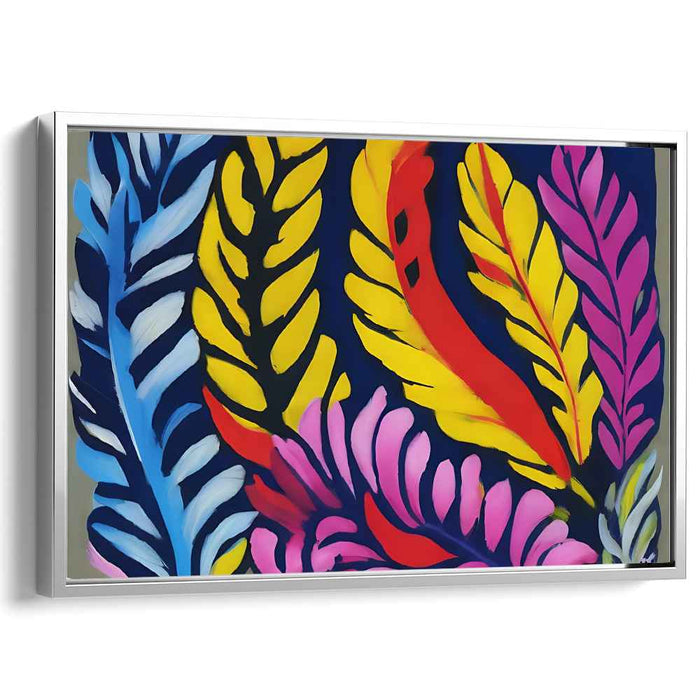 Chromatic Leaf Symphony: Vibrant Abstract Foliage Canvas Art