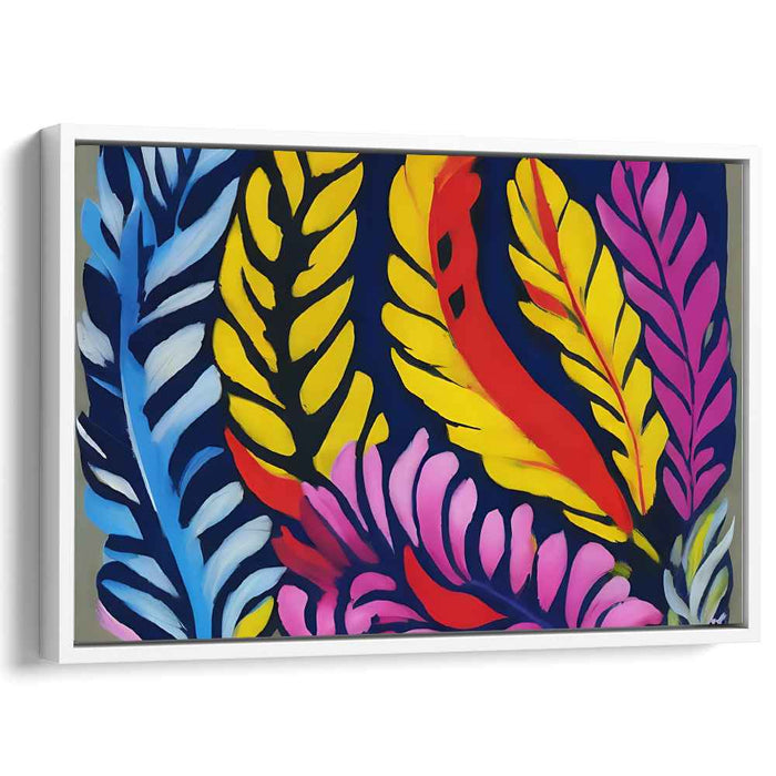 Chromatic Leaf Symphony: Vibrant Abstract Foliage Canvas Art