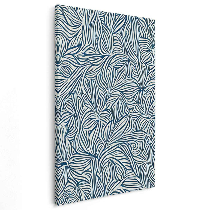 Flowing Foliage: Abstract Botanical Blue and White Canvas Art Print