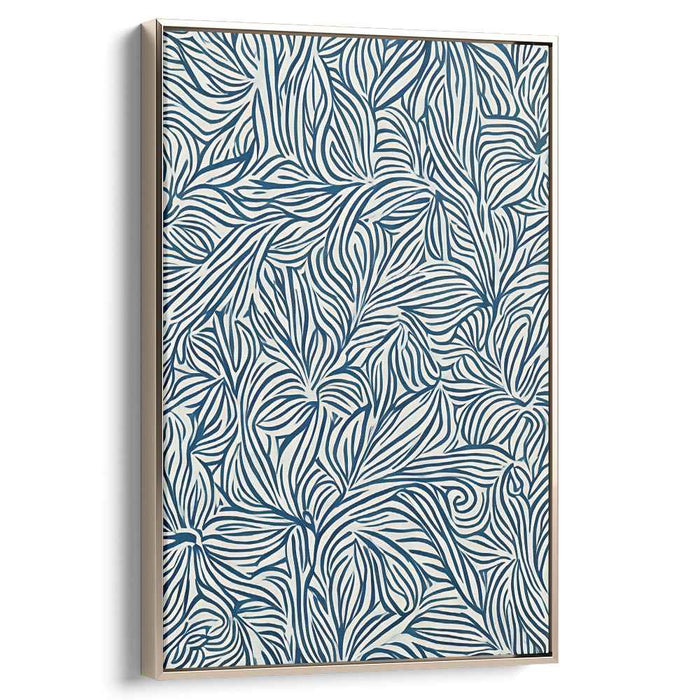 Flowing Foliage: Abstract Botanical Blue and White Canvas Art Print