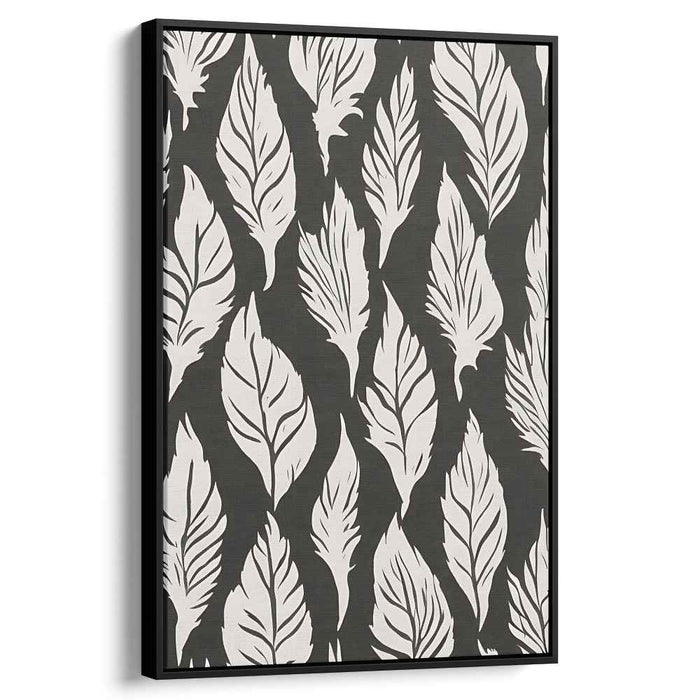 Elegant Monochrome Feathers: Contemporary Black and White Canvas Art Print