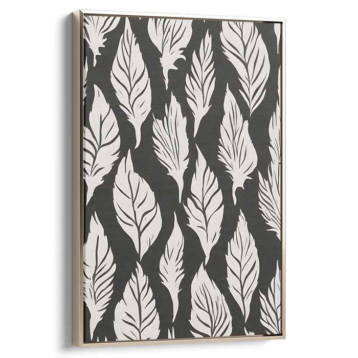Elegant Monochrome Feathers: Contemporary Black and White Canvas Art Print