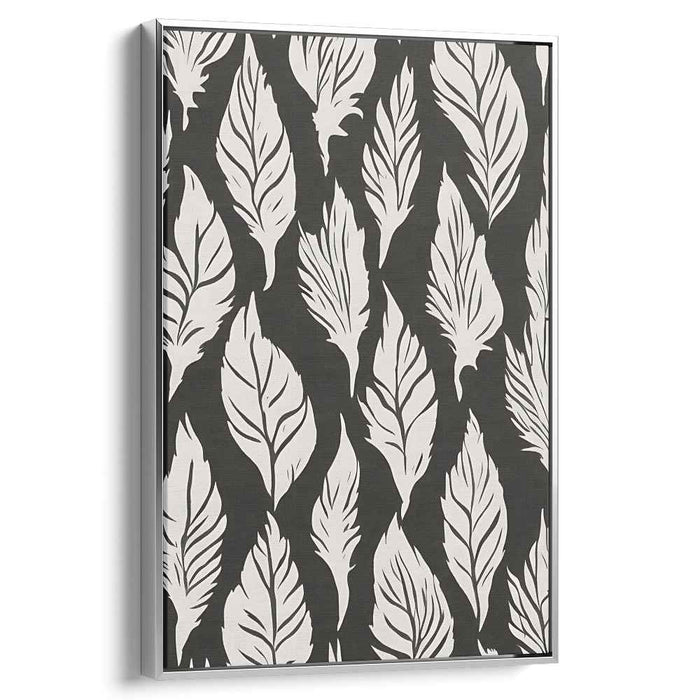 Elegant Monochrome Feathers: Contemporary Black and White Canvas Art Print