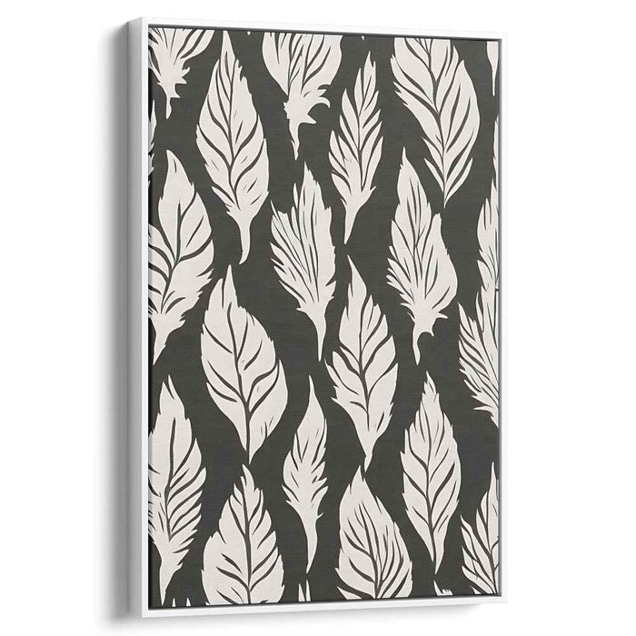 Elegant Monochrome Feathers: Contemporary Black and White Canvas Art Print